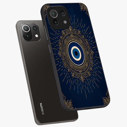 Golden Celestial Charm Glass Case displayed in angled mockup highlighting sparkling cosmic charm design with celestial aesthetic.