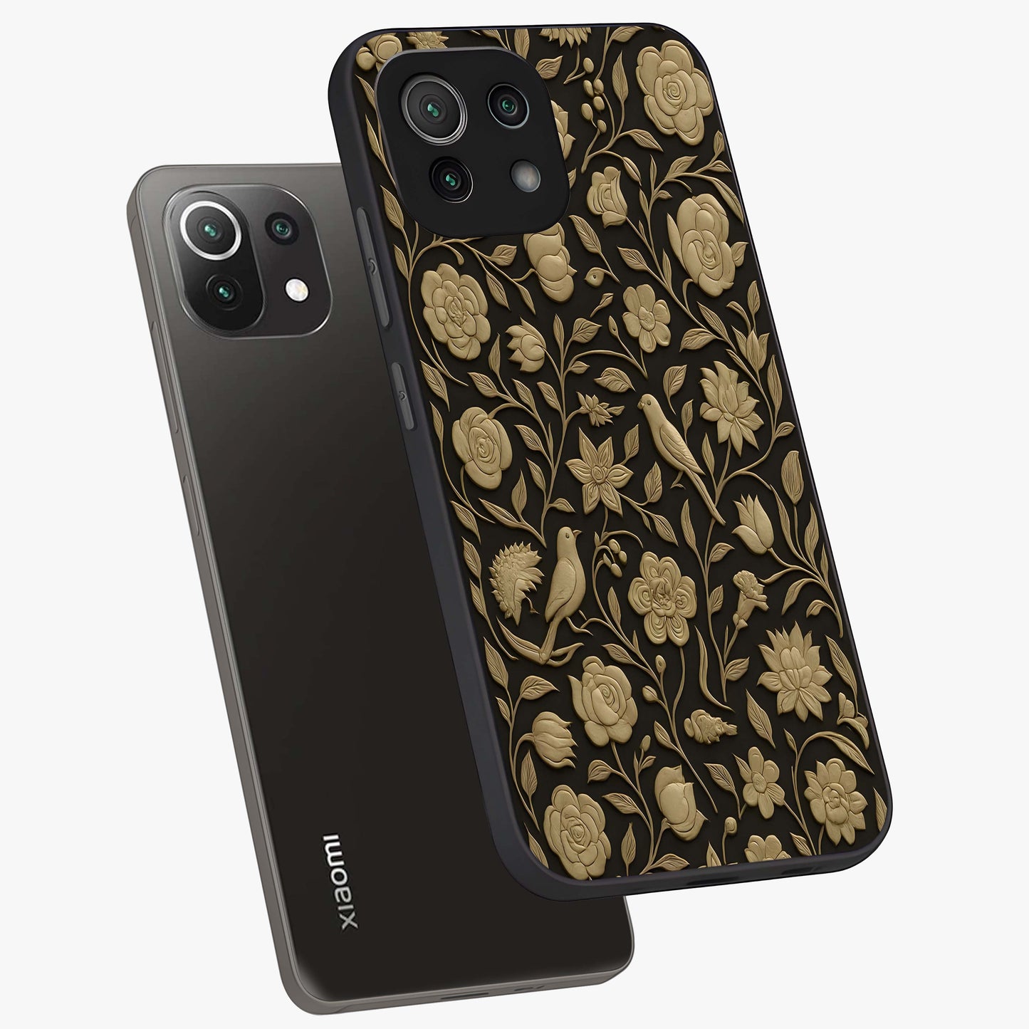 Golden Evil Eye Mandala Glass Case displayed in angled mockup highlighting protective evil eye symbol with golden mandala design.