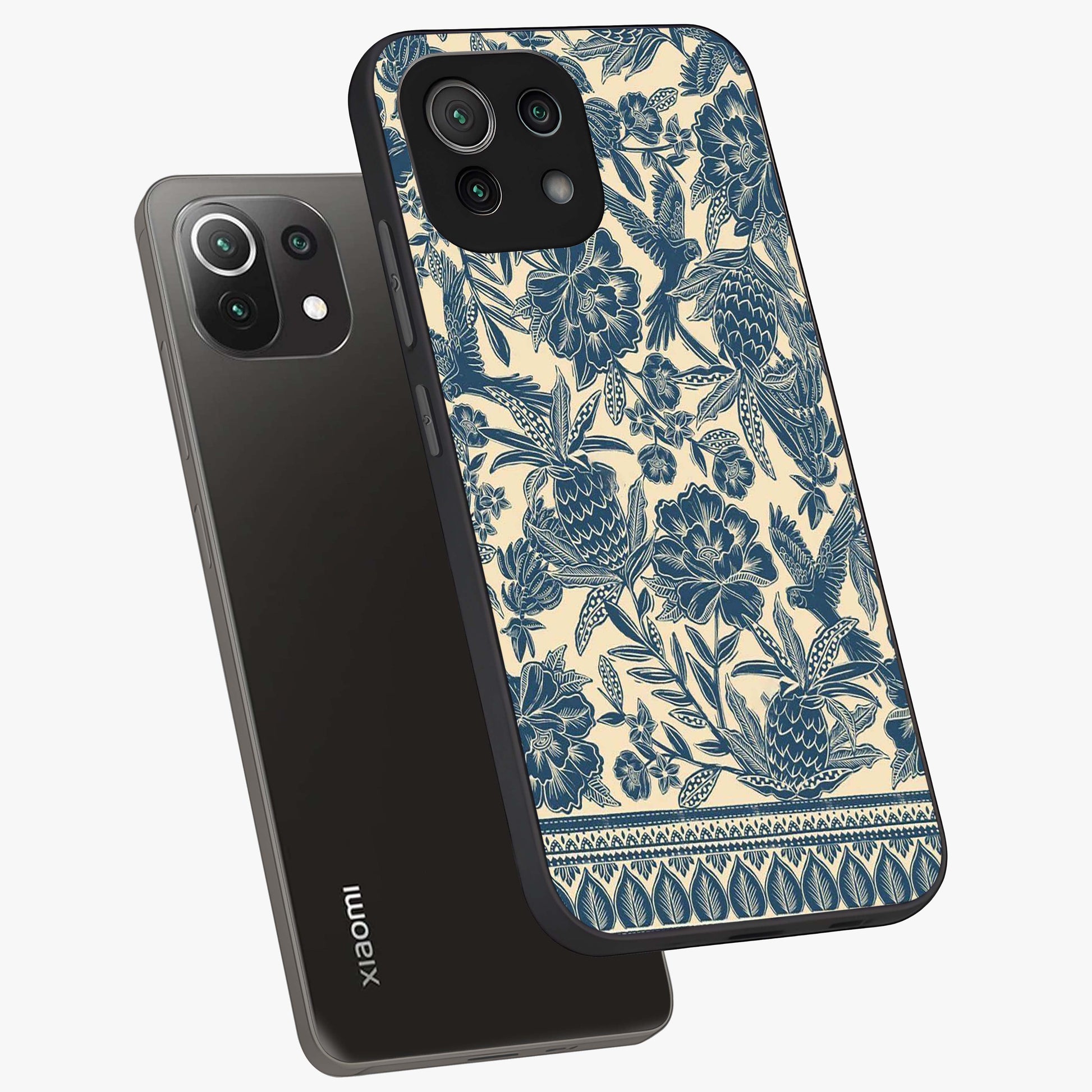 Heirloom Wild Bloom Glass Case displayed in angled mockup highlighting botanical bloom design with classic aesthetic style.