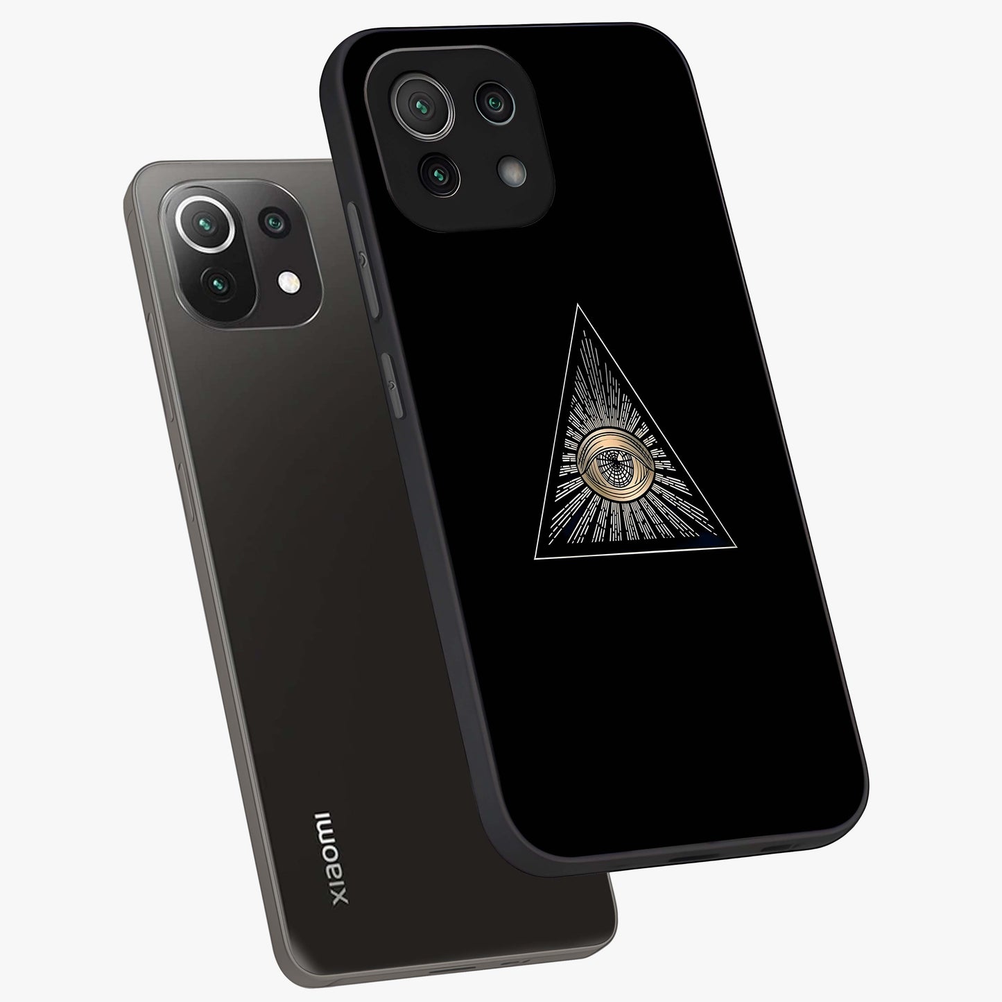 Illuminati Evil Glass Case displayed in angled mockup highlighting dark occult inspired design with bold aesthetic style.