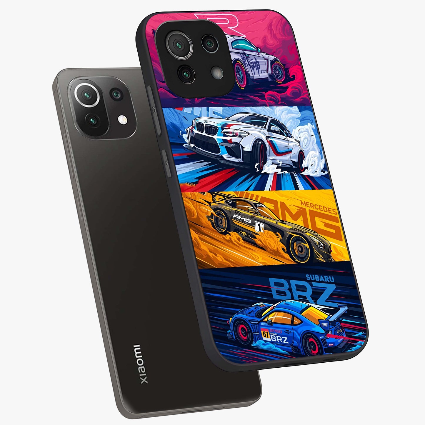 JDM Sports Car Glass Case displayed in angled mockup highlighting sleek Japanese racing car design with automotive aesthetic.