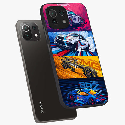 JDM Sports Car Glass Case displayed in angled mockup highlighting sleek Japanese racing car design with automotive aesthetic.
