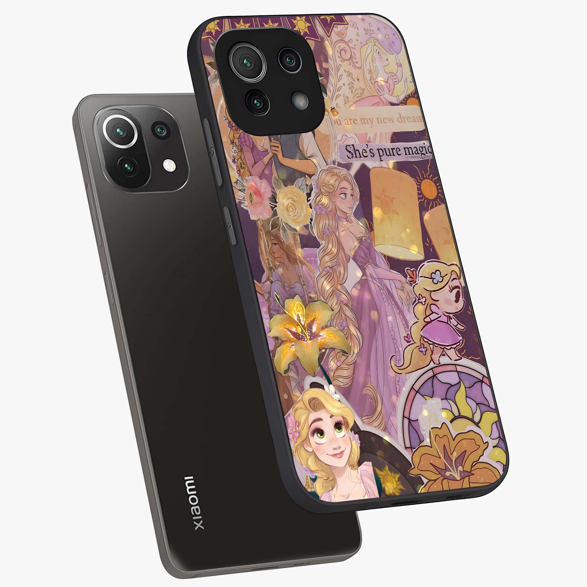 Magical Tangled Dream Glass Case displayed in angled mockup highlighting whimsical fantasy design with magical aesthetic.