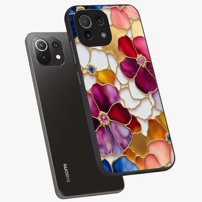 Marble Flower Pattern Glass Case displayed in angled mockup highlighting elegant marble floral design with modern aesthetic.