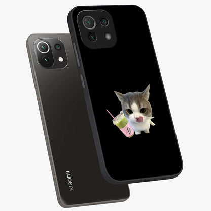 Matcha Cat Style Glass Case displayed in angled mockup highlighting playful feline design with pastel matcha aesthetic.