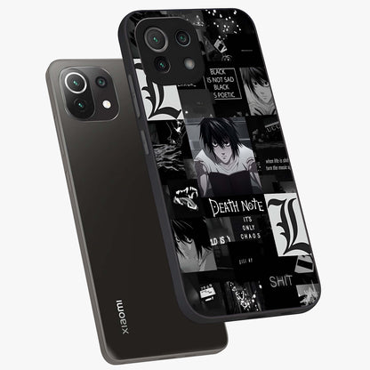 Midnight Chaos Mind Glass Case displayed in angled mockup highlighting chaotic artistic design with dramatic midnight aesthetic.