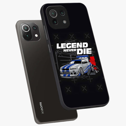Midnight Racing Legacy Glass Case displayed in angled mockup highlighting dynamic automotive design with bold midnight aesthetic.