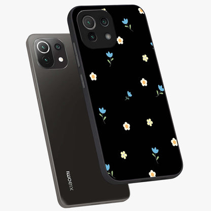 Minimal Petal Whispers Glass Case displayed in angled mockup highlighting delicate petal design with clean minimal aesthetic.
