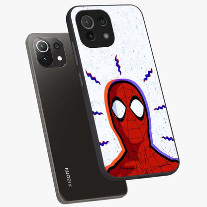 Omg Spiderman Glass Case displayed in angled mockup highlighting dynamic hero illustration with action comic aesthetic.