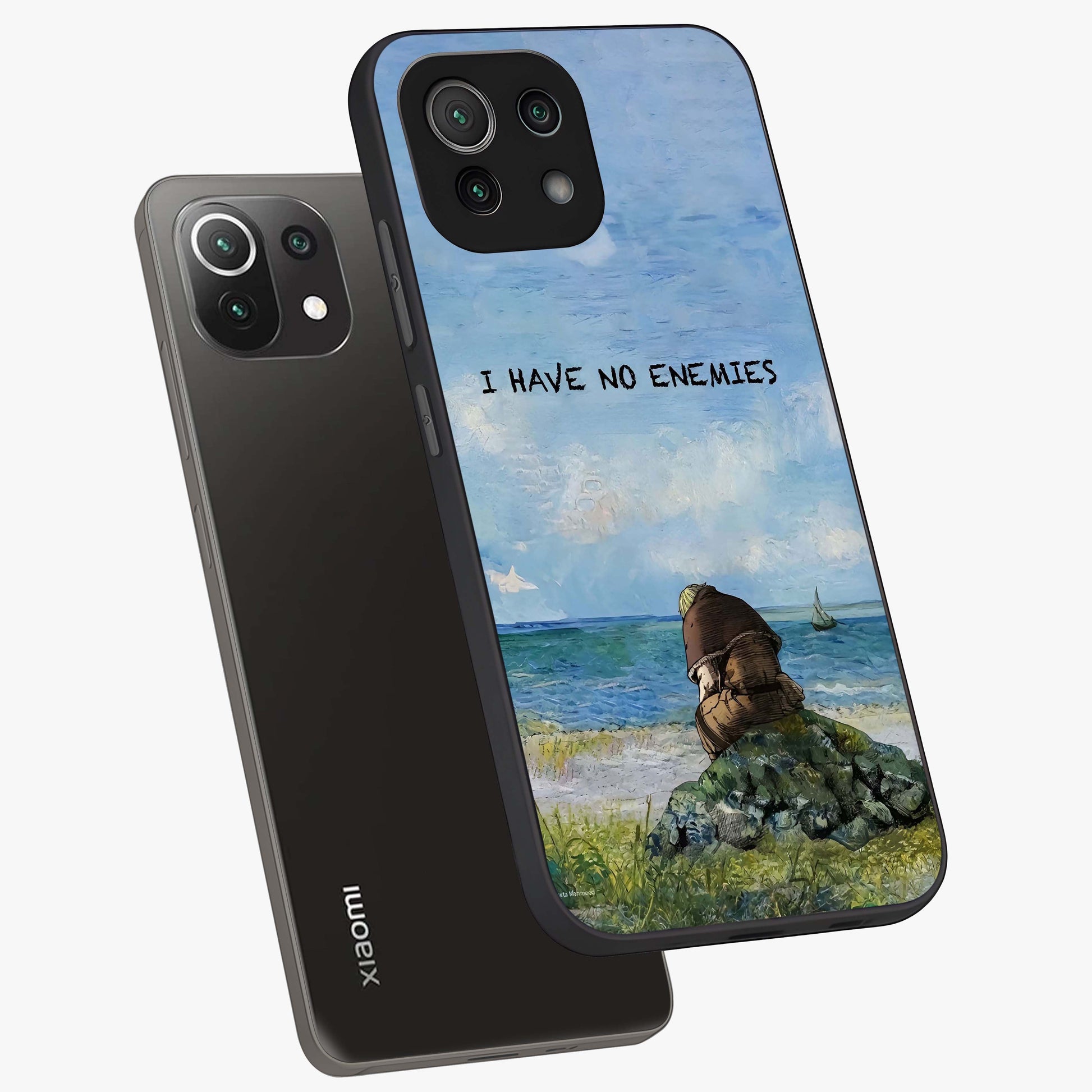 Peace Beyond War Glass Case displayed in angled mockup highlighting meaningful message design with artistic aesthetic style.