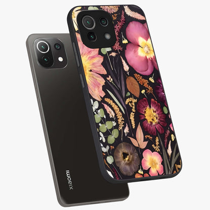 Petal Dream Tapestry Glass Case displayed in angled mockup highlighting decorative petal pattern with elegant botanical aesthetic.