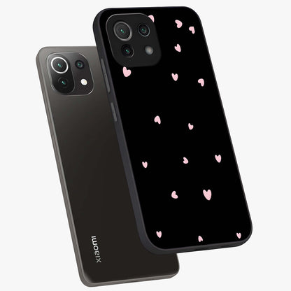 Pink Love Drops Glass Case displayed in angled mockup highlighting cute love drop design with vibrant pink aesthetic.