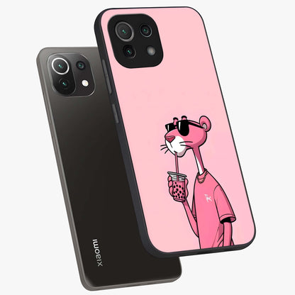 Pink Panther Glass Case displayed in angled mockup highlighting playful cartoon character design with vibrant pink aesthetic.