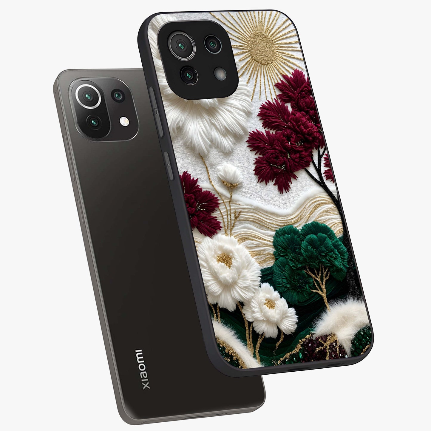 Radiant Bloom Elegance Glass Case displayed in angled mockup highlighting graceful floral design with radiant aesthetic style.