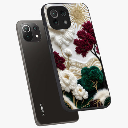 Radiant Bloom Elegance Glass Case displayed in angled mockup highlighting graceful floral design with radiant aesthetic style.