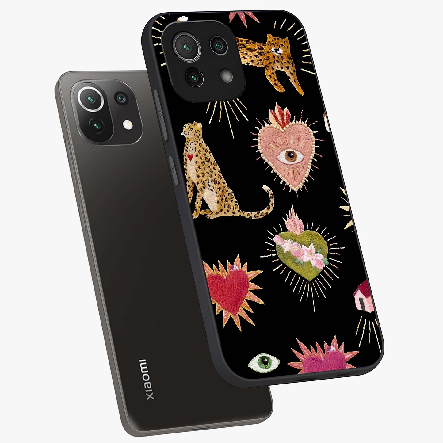 Sacred Jungle Heart Glass Case displayed in angled mockup highlighting lush tropical design with natural aesthetic style.