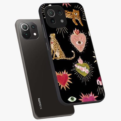 Sacred Jungle Heart Glass Case displayed in angled mockup highlighting lush tropical design with natural aesthetic style.
