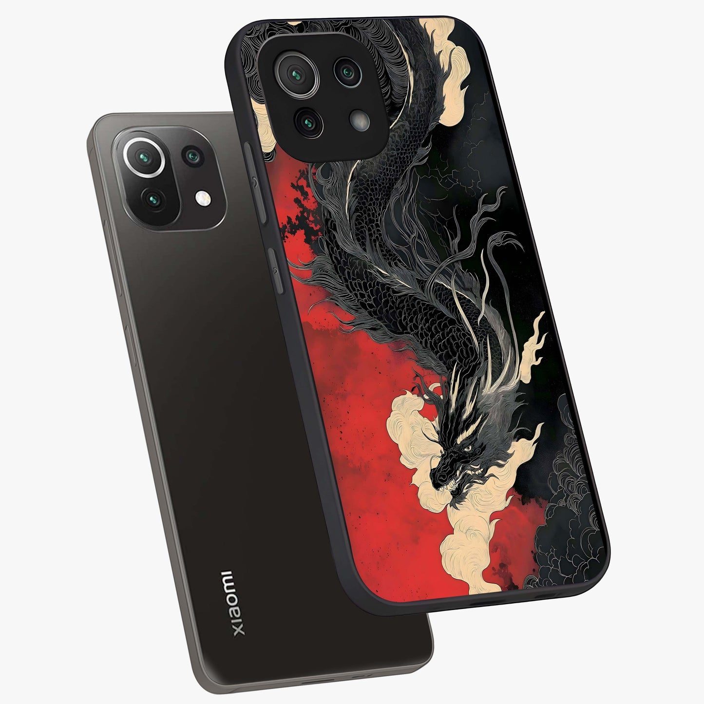 Shadow Dragon Fury Glass Case displayed in angled mockup highlighting powerful dragon illustration with dark fantasy aesthetic.