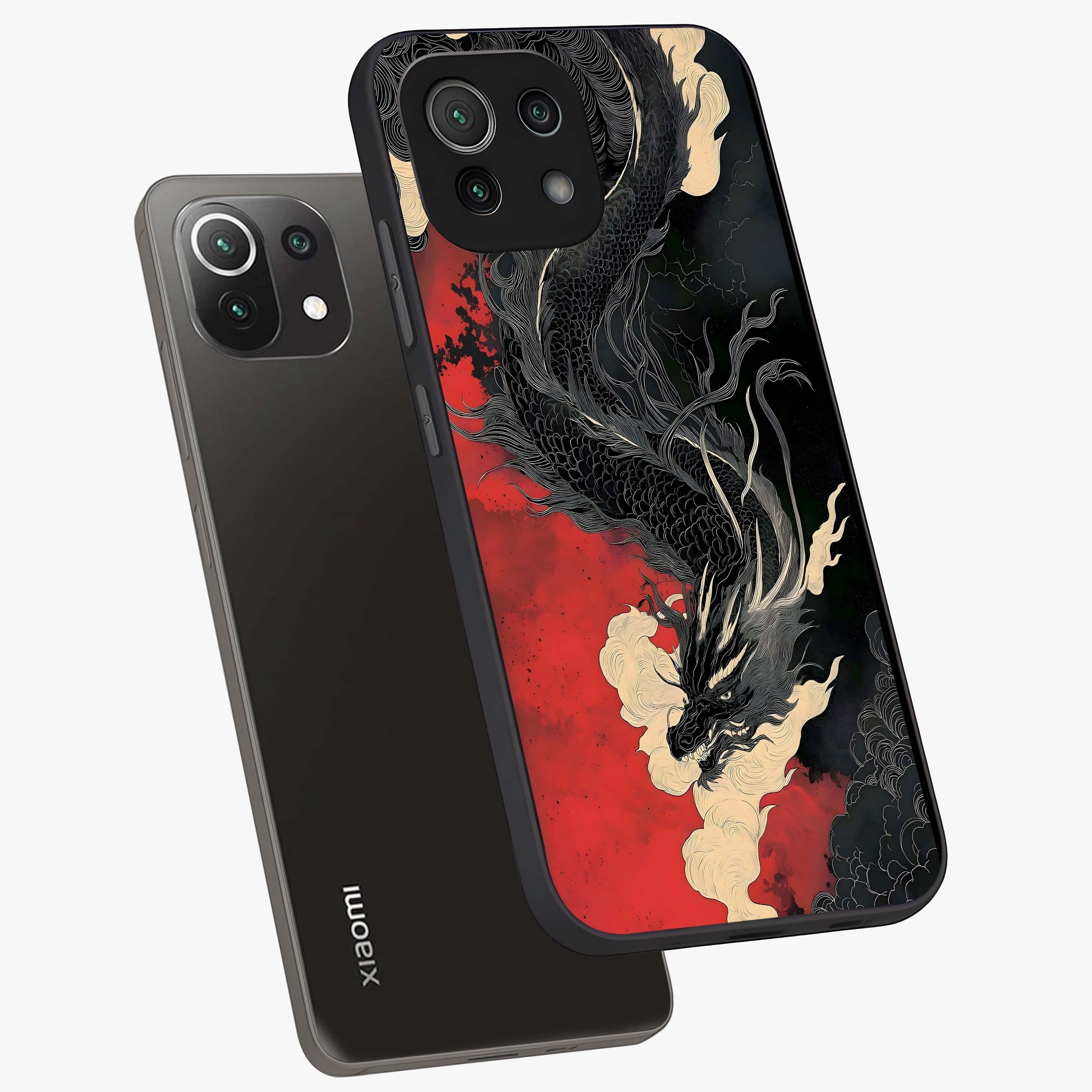 Shadow Dragon Fury Glass Case displayed in angled mockup highlighting powerful dragon illustration with dark fantasy aesthetic.