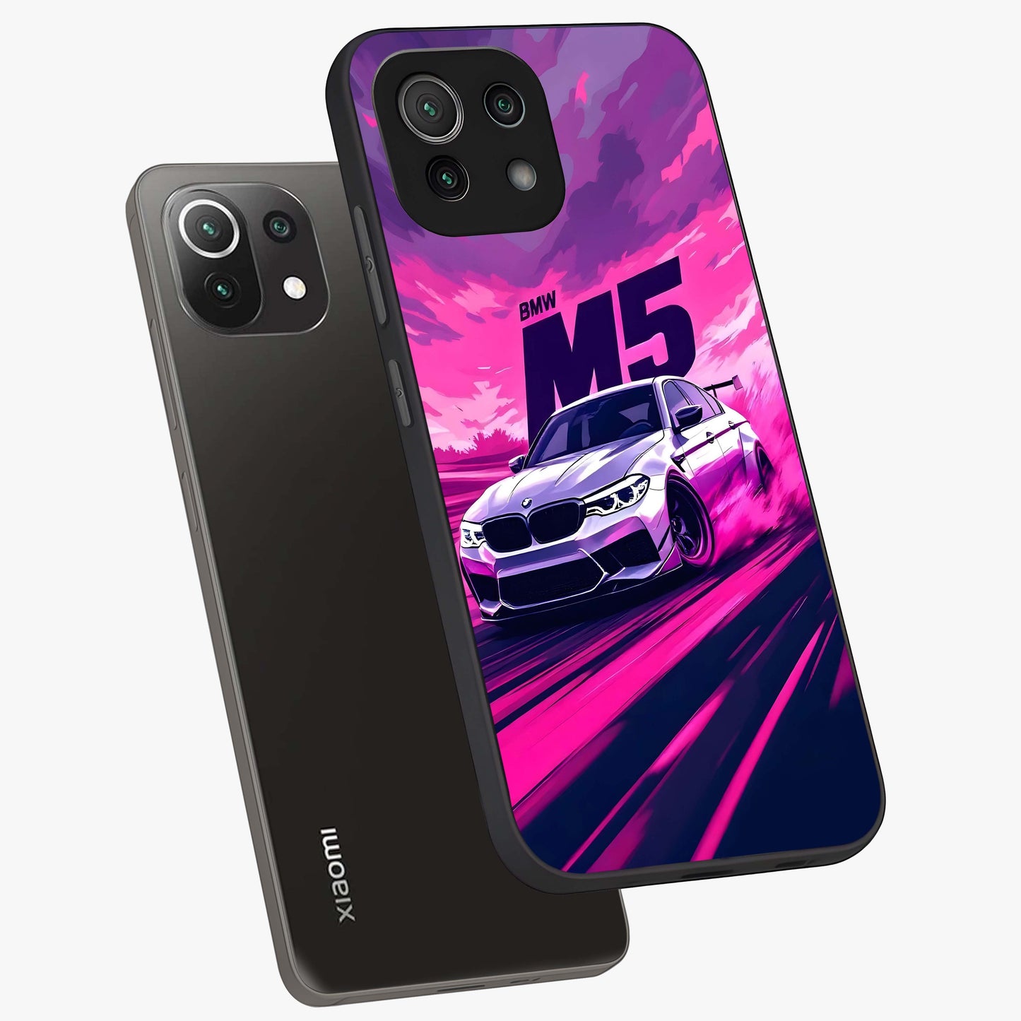 Velocity Drift Pulse Glass Case displayed in angled mockup highlighting dynamic drift design with sporty automotive aesthetic.