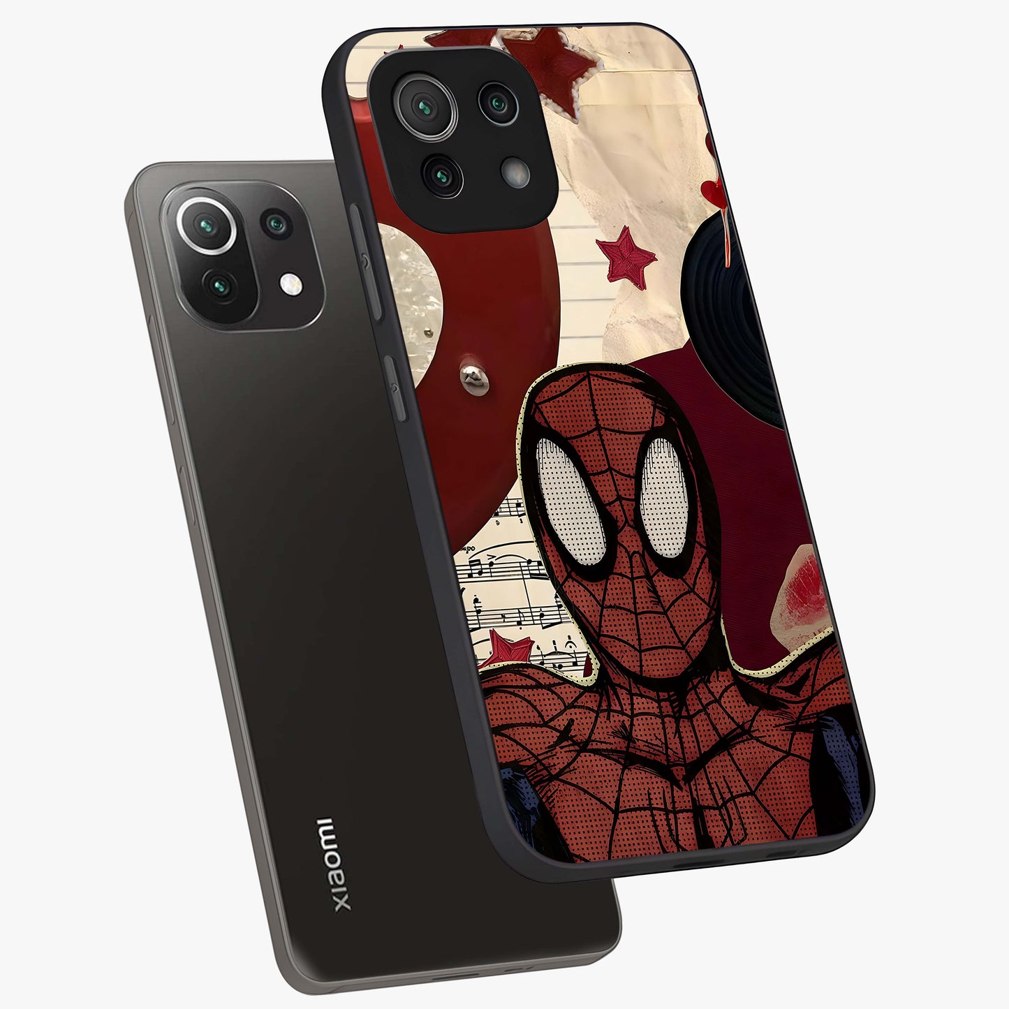 Web Warrior Vibes Glass Case displayed in angled mockup highlighting dynamic web design with comic style aesthetic.