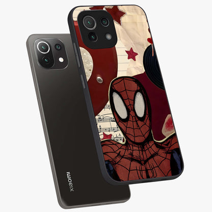 Web Warrior Vibes Glass Case displayed in angled mockup highlighting dynamic web design with comic style aesthetic.