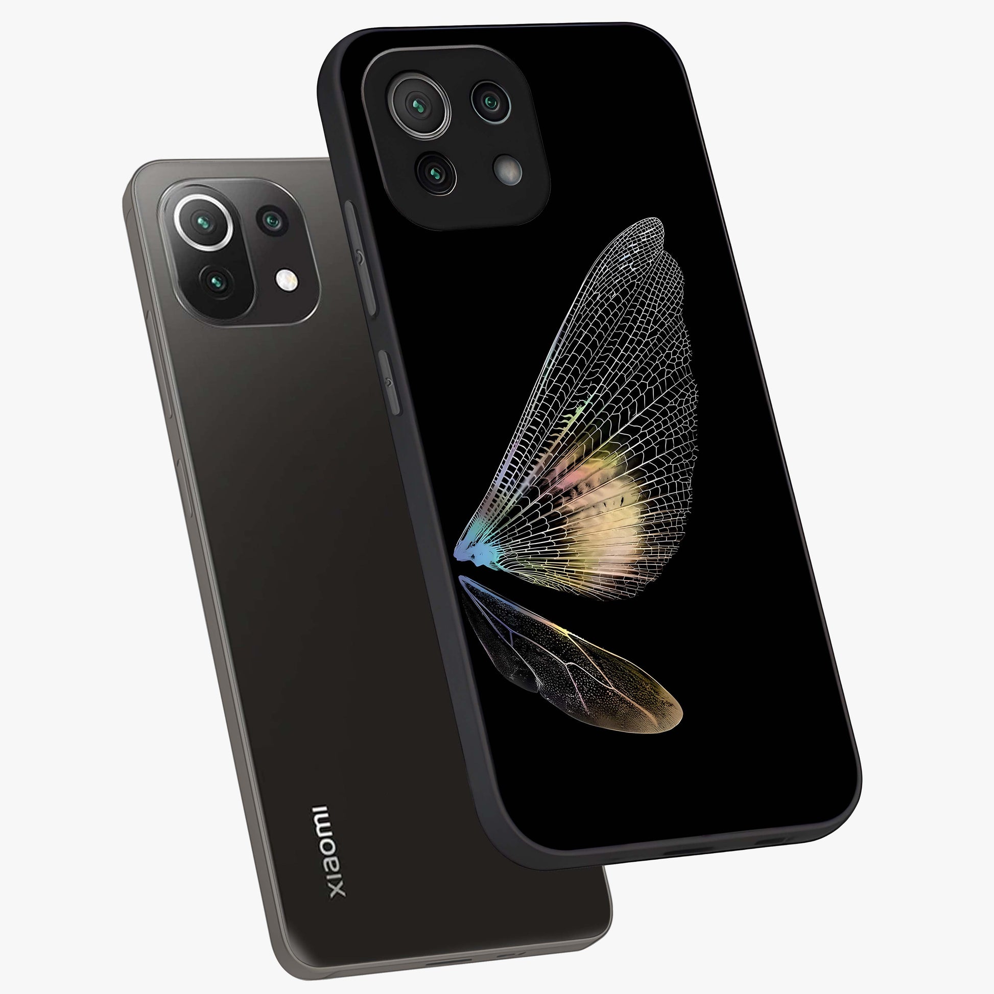 Whispers Of Wings Glass Case displayed in angled mockup highlighting soft feather design with celestial aesthetic style.