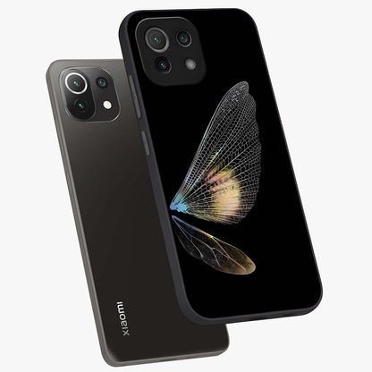 Whispers Of Wings Glass Case displayed in angled mockup highlighting soft feather design with celestial aesthetic style.