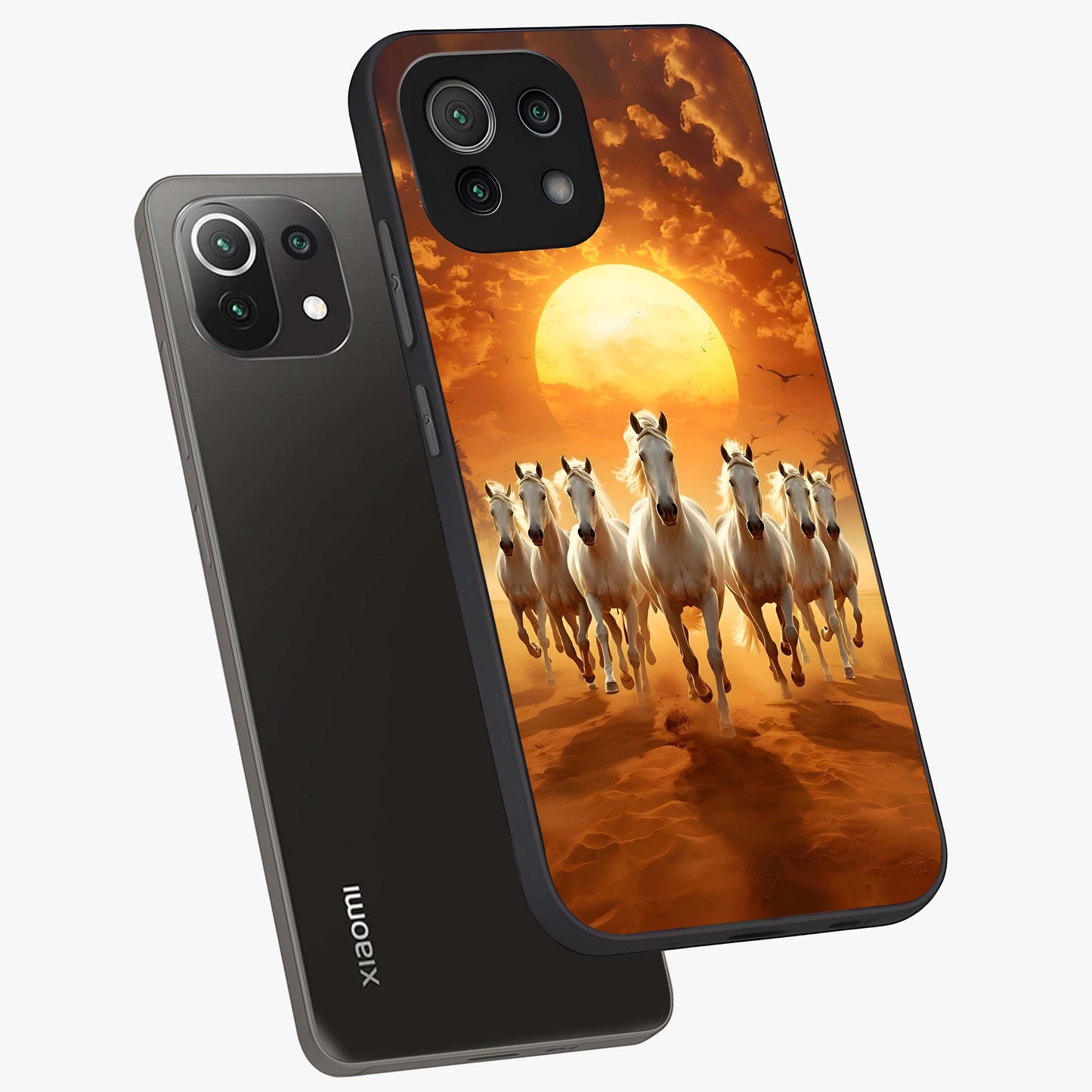 Wild Sunset Majesty Glass Case displayed in angled mockup highlighting vibrant sunset sky design with scenic aesthetic.