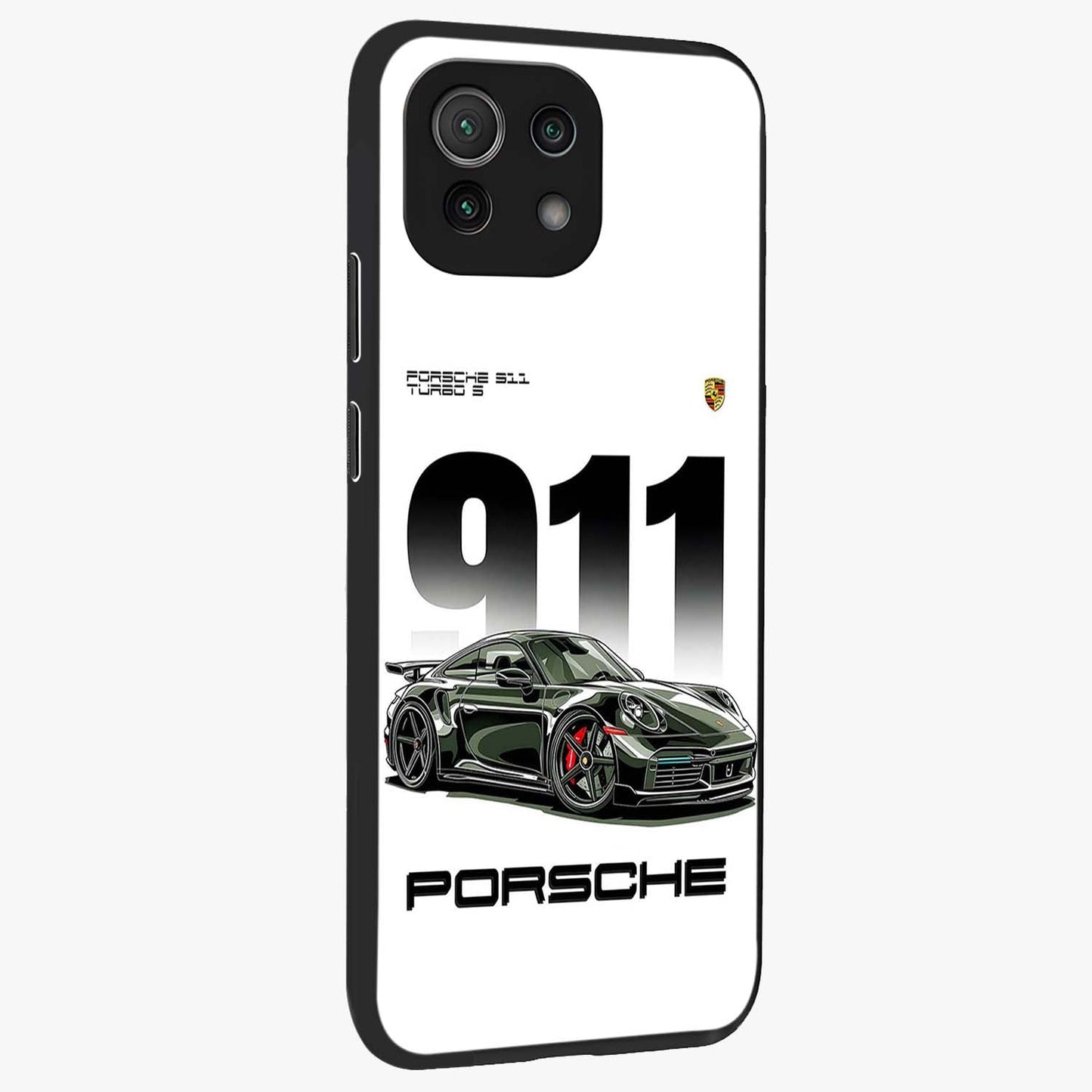 911 Turbo Dominance Glass Case upright perspective showcasing powerful racing design and modern automotive aesthetic.