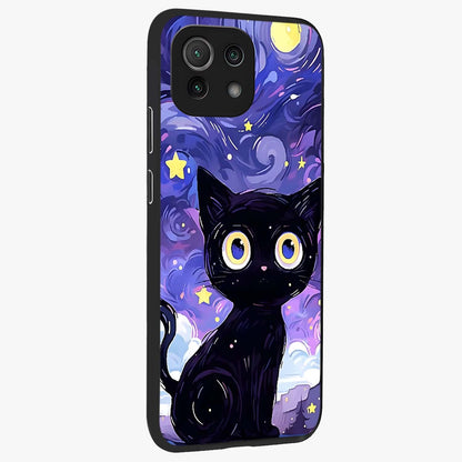Abstract Cat Art Glass Case upright view showcasing creative feline illustration and aesthetic artistic style.