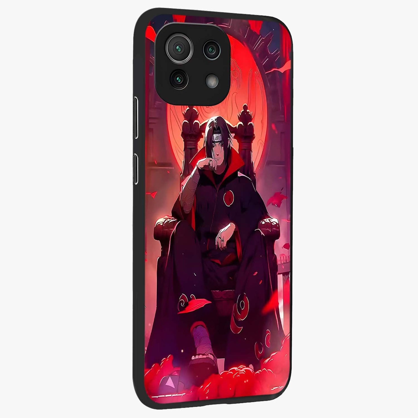 Blood Moon Sovereign Glass Case upright view showcasing powerful moon inspired artwork with cosmic aesthetic style.