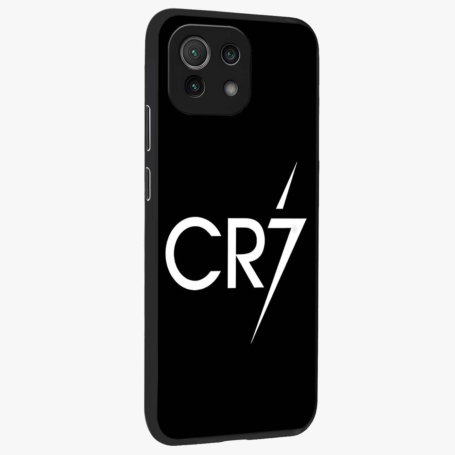 Cr7 Elite Strike Glass Case upright view showcasing energetic football inspired design with modern sports aesthetic.