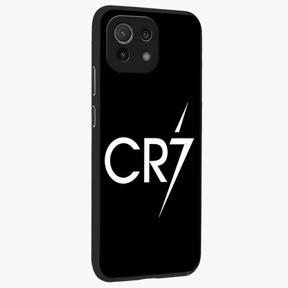 Cr7 Elite Strike Glass Case upright view showcasing energetic football inspired design with modern sports aesthetic.