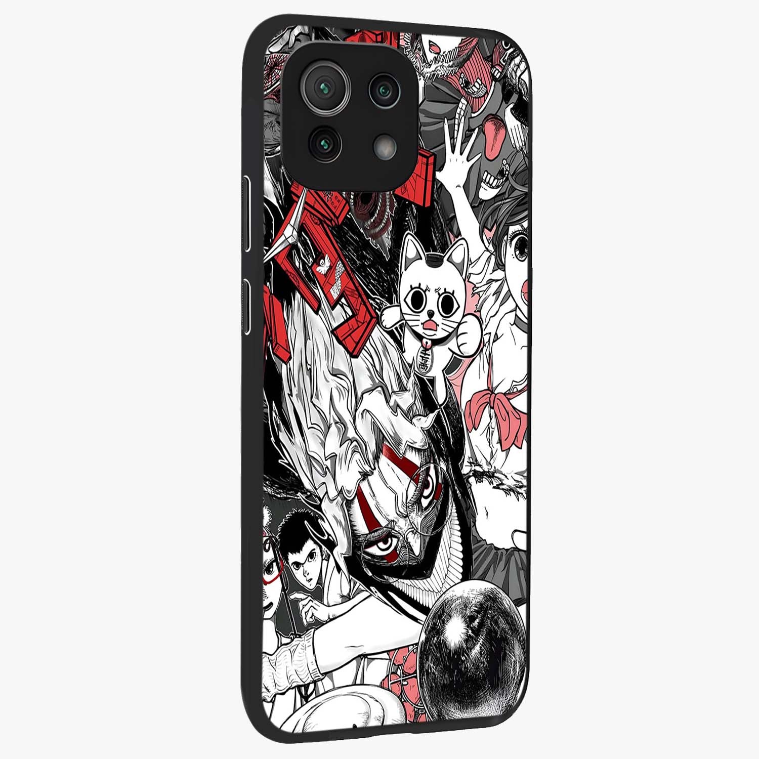 Crimson Chaos Panel Glass Case upright view showcasing intense crimson artwork with dramatic aesthetic style.