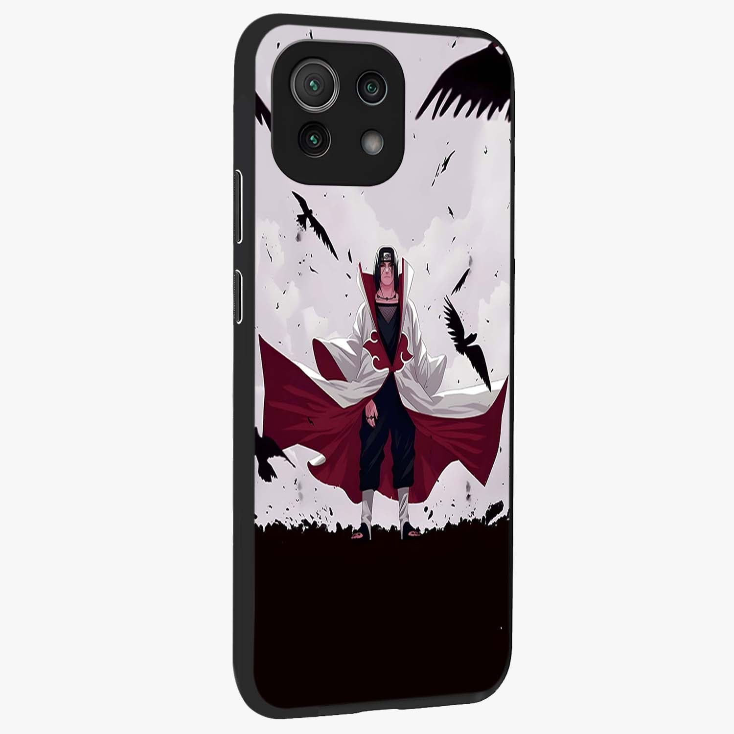 Crimson Crow Ascension Glass Case upright view showcasing dramatic crow artwork with bold gothic theme.