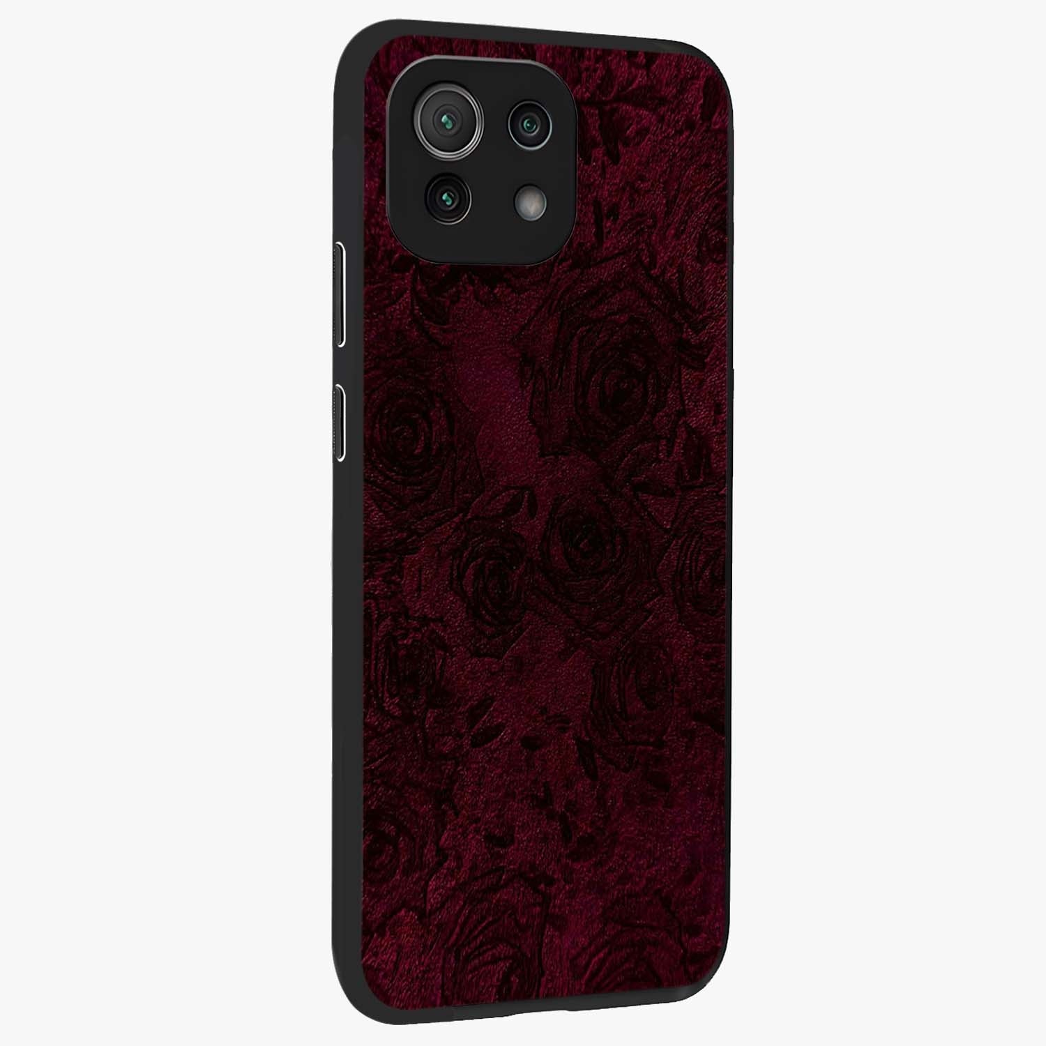 Crimson Fade Flow Glass Case upright view showcasing dynamic crimson flow artwork with stylish abstract theme.