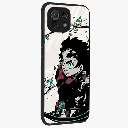 Demon Slayer Glass Case upright view showcasing powerful anime artwork with intense warrior theme.