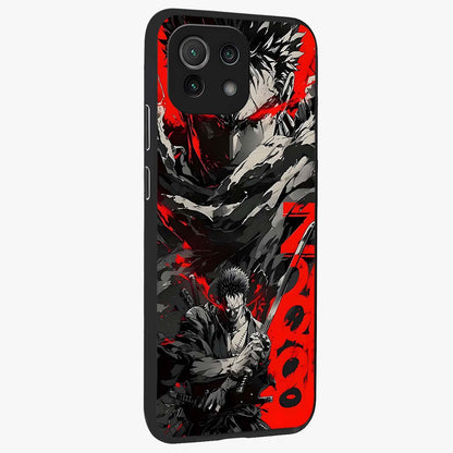 Demon Sword Resolve Glass Case upright view showcasing dramatic warrior artwork with intense battle theme.