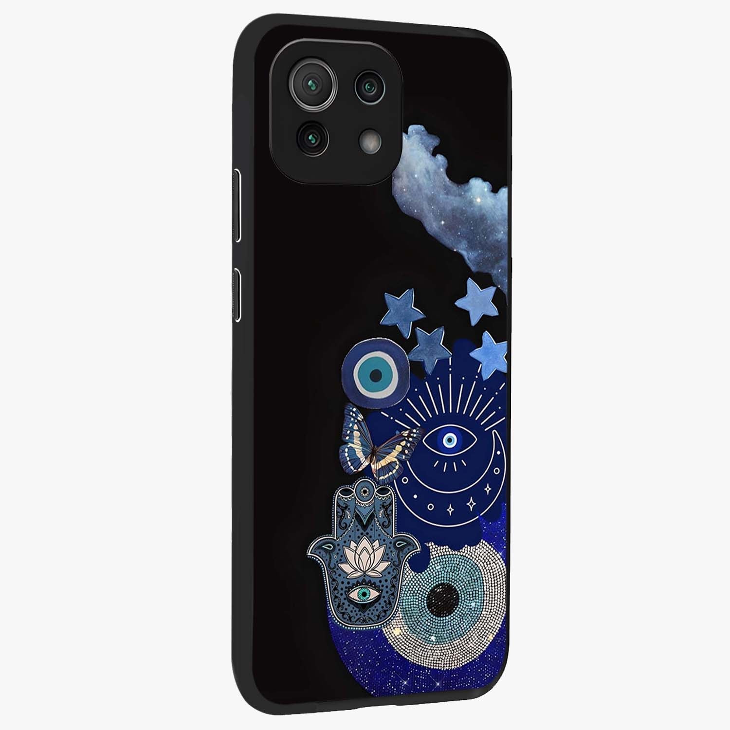 Galactic Charm Cluster Glass Case upright view showcasing glowing cosmic charm artwork with magical celestial style.