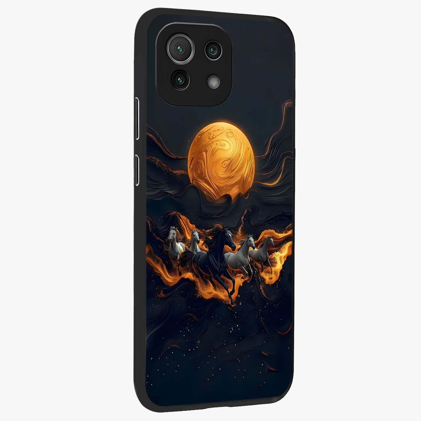 Golden Royal Heritage Glass Case upright view showcasing elegant royal artwork with classic heritage theme.