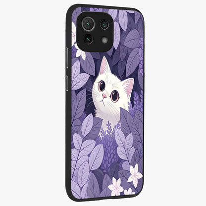 Lilac Hide Peek Cat Glass Case upright view showcasing charming cat artwork with adorable peek theme.