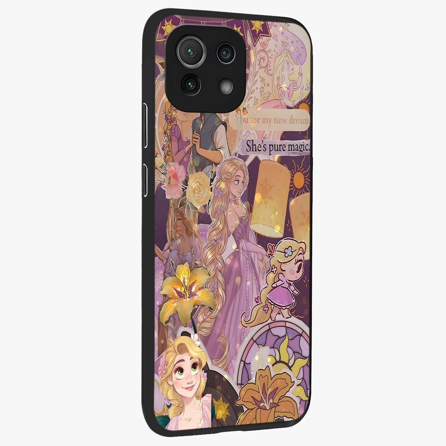 Magical Tangled Dream Glass Case upright view showcasing enchanting artistic artwork with dreamy fantasy theme.