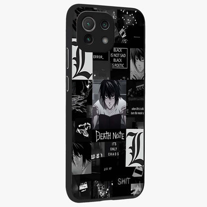Midnight Chaos Mind Glass Case upright view showcasing expressive abstract artwork with bold dark theme.