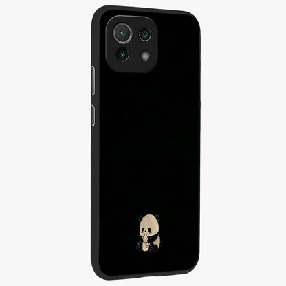 Midnight Panda Love Glass Case upright view showcasing charming panda artwork with playful romantic theme.