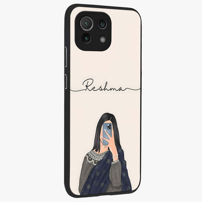 Mirror Mood Muse With Custom Name Glass Case upright view showcasing artistic mirror themed artwork with personalized aesthetic.