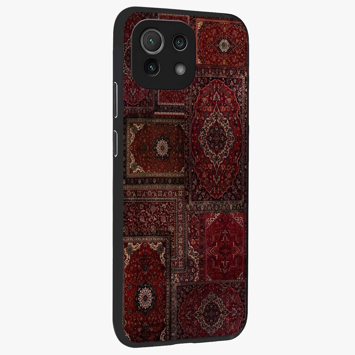 Persian Velvet Tale Glass Case upright view showcasing elegant Persian artwork with classic heritage theme.