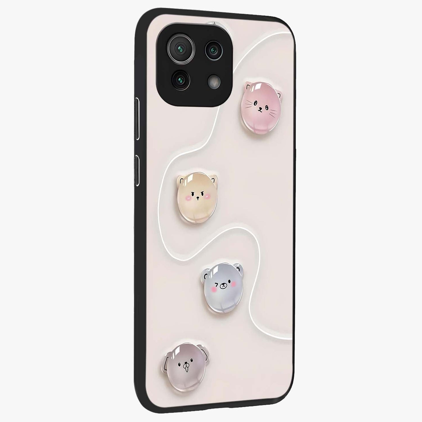Puffy Face Parade Glass Case upright view showcasing adorable character artwork with cheerful animated theme.