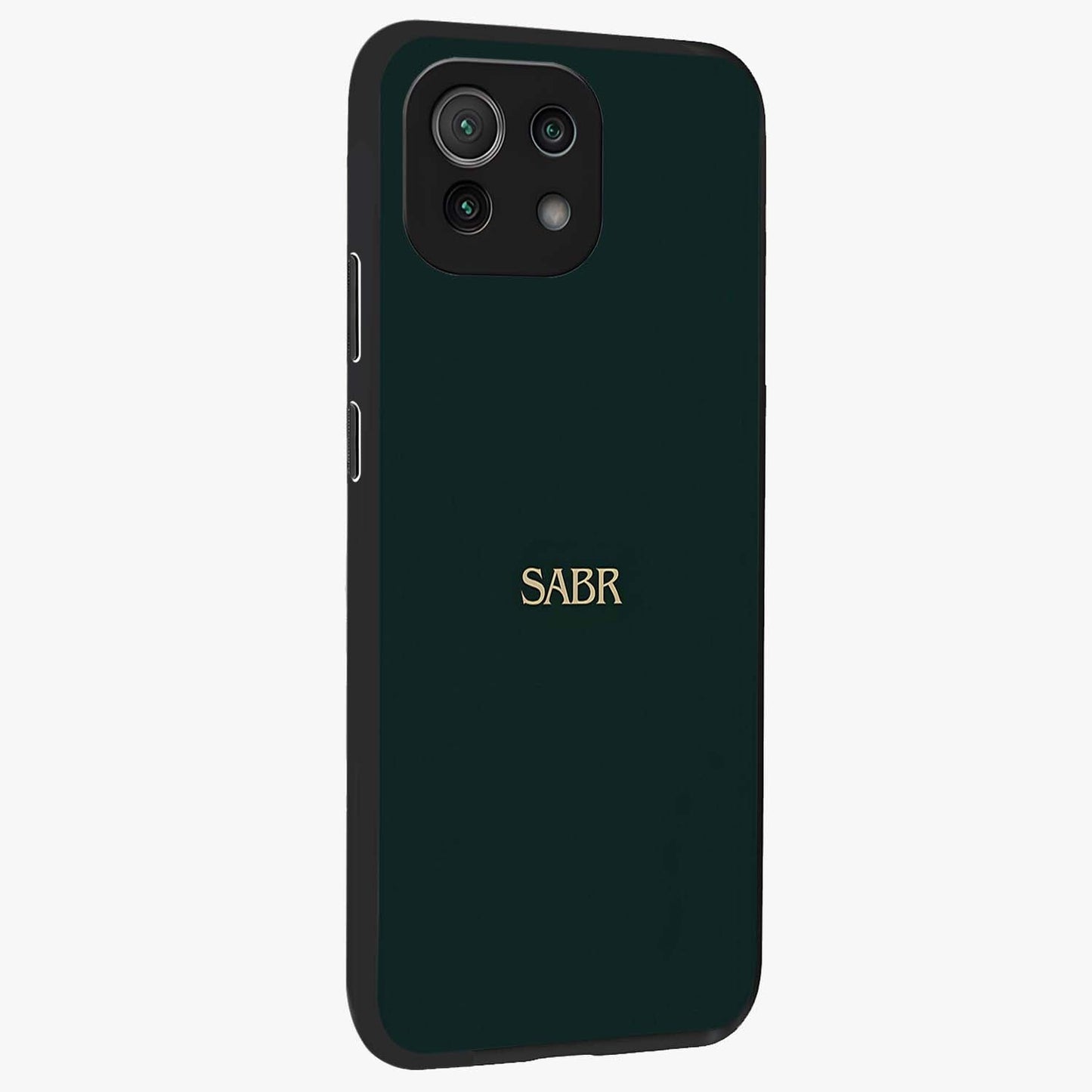 Sabr Minimal Patience Glass Case upright view showcasing calm minimalist artwork with motivational patience theme.