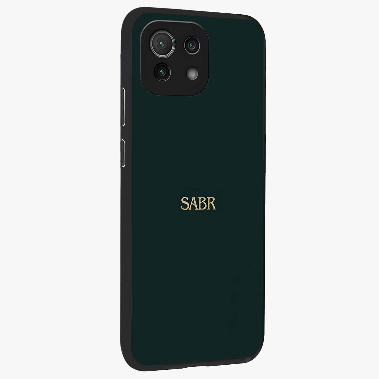 Sabr Minimal Patience Glass Case upright view showcasing calm minimalist artwork with motivational patience theme.
